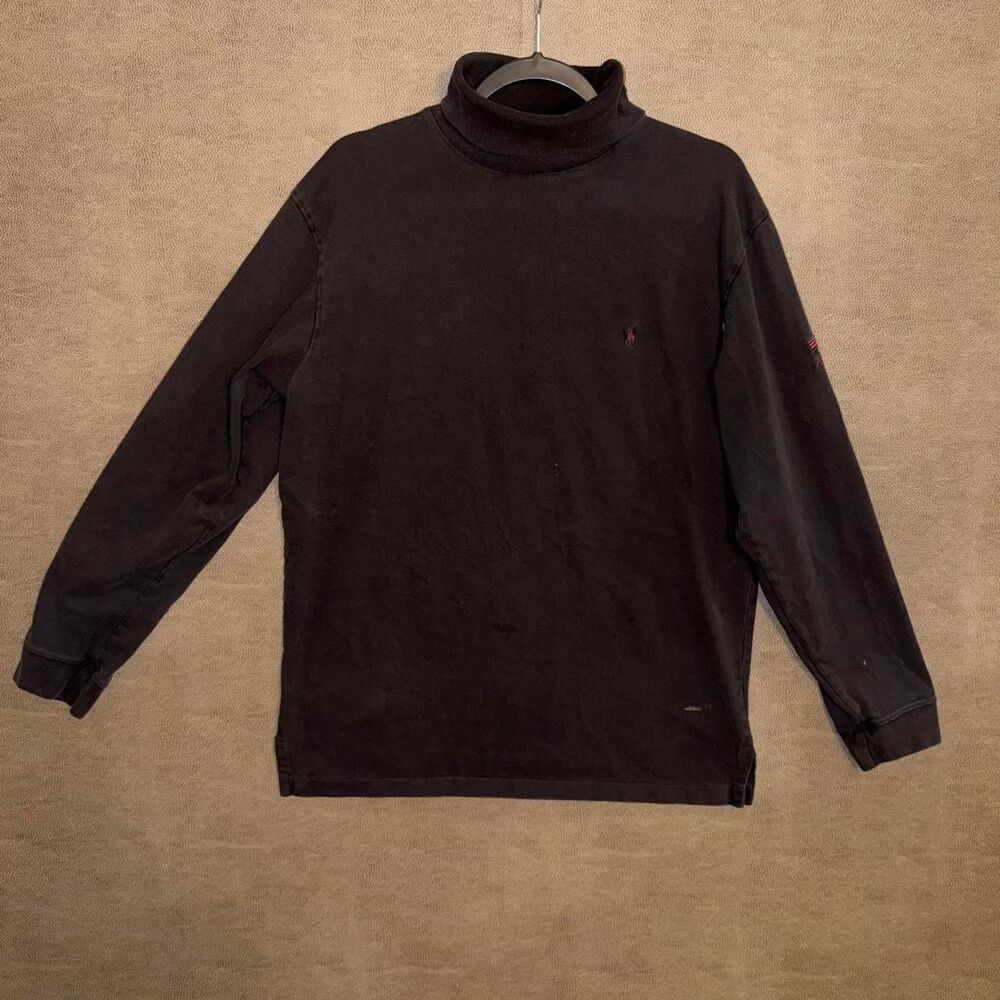 Vintage Polo Ralph Lauren black pebble beach turtleneck sweater with embroidered